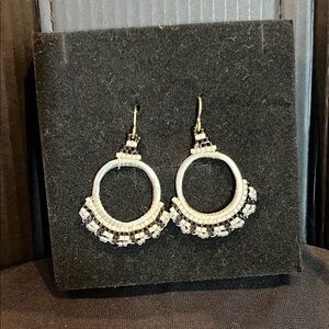 Beaded silver ring earrings